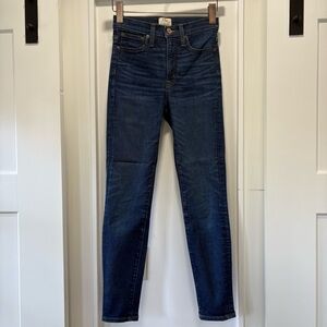 J. Crew High Rise Toothpick Skinny Jeans Dark Blue Stretch Denim Size 25